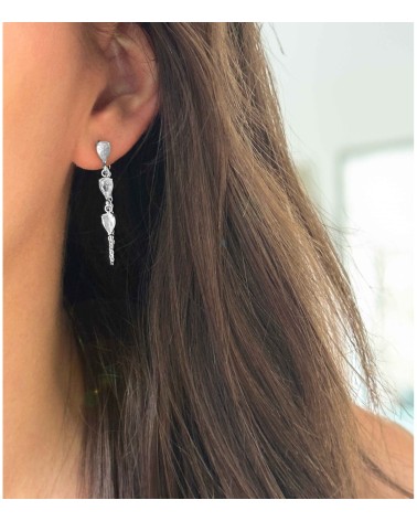 Boucles d'oreilles - chaînes - pendantes - diamants - acier inoxydable - doré - argenté - paloma bijoux