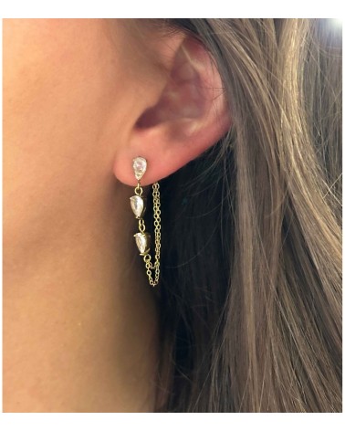 Boucles d'oreilles - chaînes - pendantes - diamants - acier inoxydable - doré - argenté - paloma bijoux