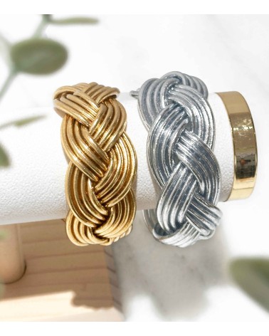 Bracelet bouddhiste - maxi tressé - épais - doré - argenté - manchette -  tendance - printemps - été - bijoux