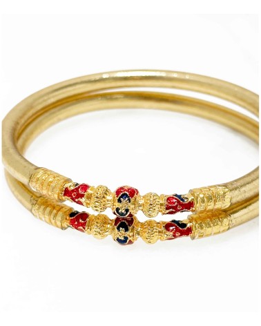 Bracelet bouddhiste - jonc - mantra - couleur - détail - doré - feuille d'or - chance - porte bonheur - paloma bijoux