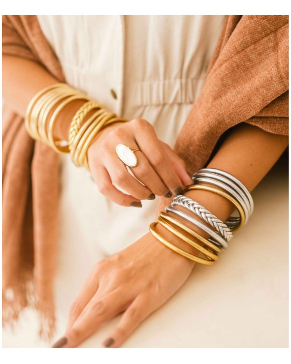 Bracelet bouddhiste - jonc - mantra - couleur - détail - doré - feuille d'or - chance - porte bonheur - paloma bijoux