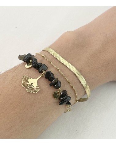 Bracelet pierres naturelles ginkgo - Acier chirurgical - Bijoux tendance - Paloma Bijoux