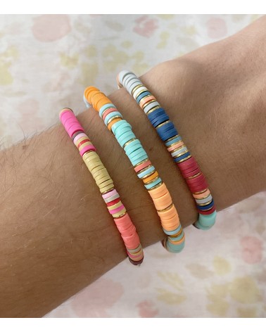 Bracelet summer 2021 - Tendance - Paloma Bijoux - Perles heishi - Style surfeur - Bracelets colorés - Acier