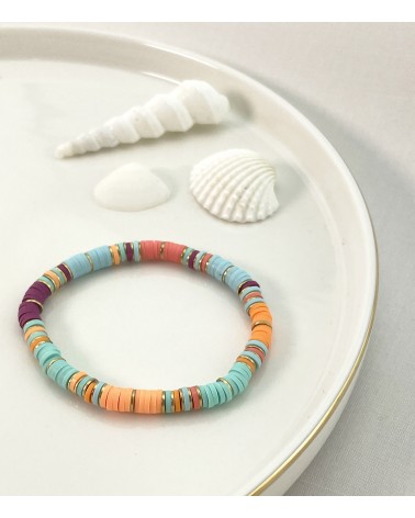 Bracelet summer 2021 - Tendance - Paloma Bijoux - Perles heishi - Style surfeur - Bracelets colorés - Acier