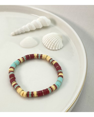 Bracelet summer 2021 - Tendance - Paloma Bijoux - Perles heishi - Style surfeur - Bracelets colorés - Acier