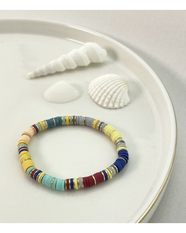 Bracelet summer 2021 - Tendance - Paloma Bijoux - Perles heishi - Style surfeur - Bracelets colorés - Acier