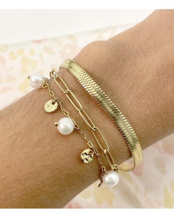 Bracelet multirangs - Acier chirurgical - Bijoux tendance - Perles - chaines - Paloma Bijoux