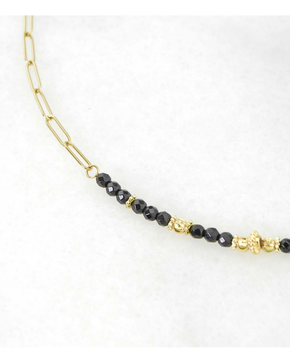 Collier Flavie en acier inoxydable et onyx - Paloma Bijoux - 2022