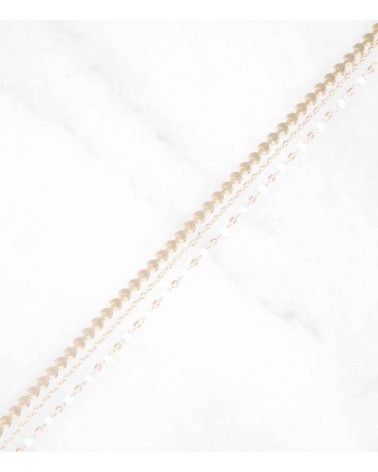 bracelet multirangs en acier inoxydable doré à l'or fin 18k avec perles miyuki blanc