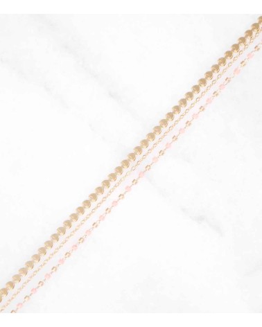 bracelet multirangs en acier inoxydable doré à l'or fin 18k avec perles miyuki corail