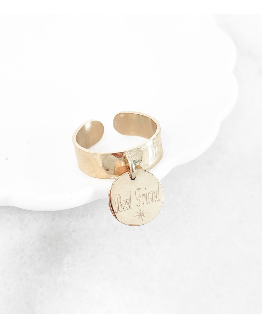 Bague breloque a personnaliser Martelee Acier Paloma Bijoux