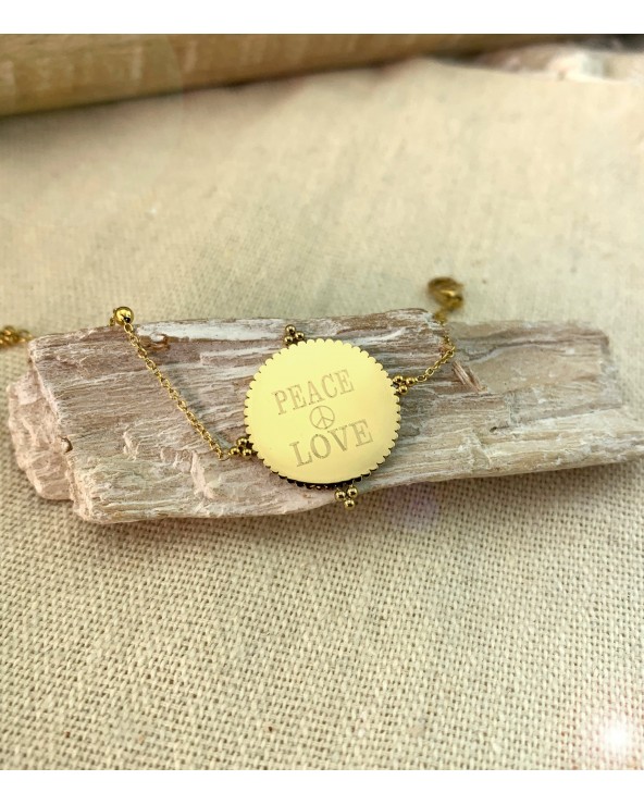 Bracelet médaillon à graver et personnaliser doré