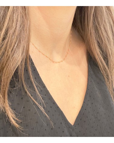 Collier en acier inoxydable doré à l'or fin 18K avec perles corail Miyuki