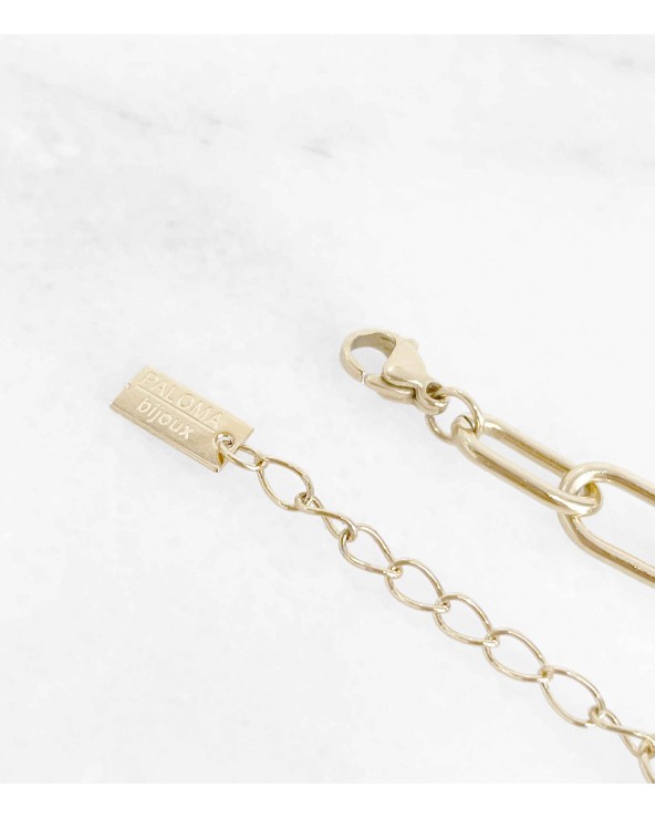Bracelet rond avec des perles nacrées en acier chirurgical 316L doré à l'or fin 18K - Paloma bijoux