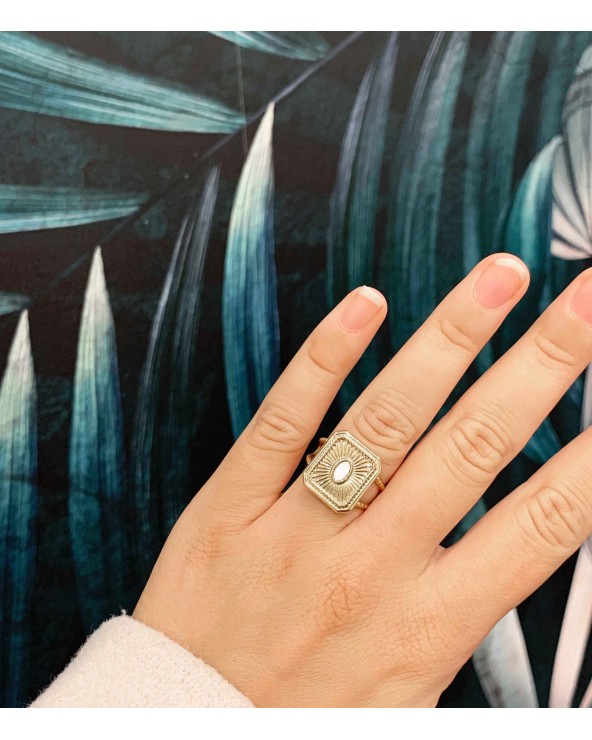 Bague Vaiana en acier inoxydable mother of pearl - Paloma Bijoux - 2022