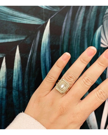 Bague Vaiana en acier inoxydable mother of pearl - Paloma Bijoux - 2022