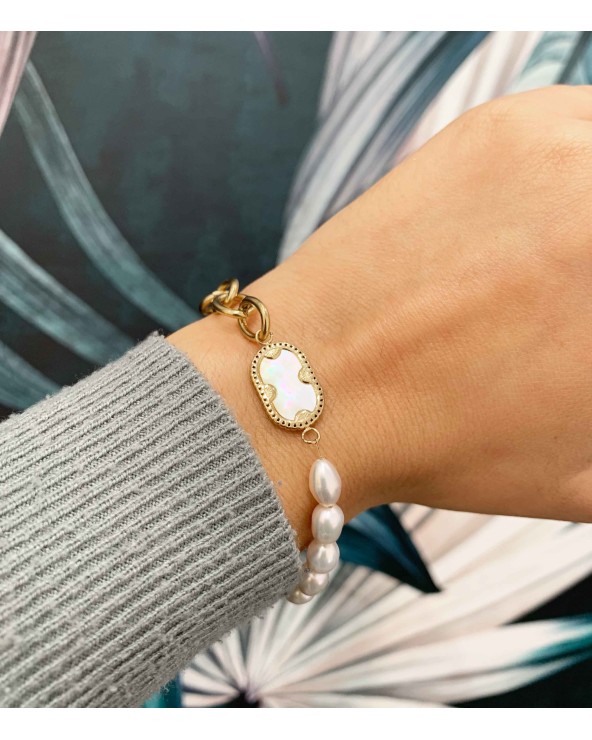 Bracelet Aylin en acier inoxydable et perles d'eau douce - Paloma Bijoux - 2022