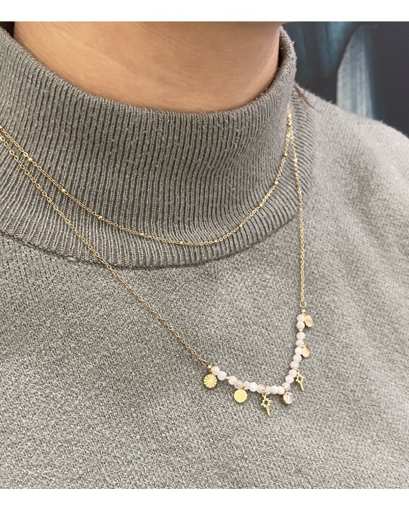 Collier Maélie - Acier inoxydable doré à l'or fin - Pierre de Lune