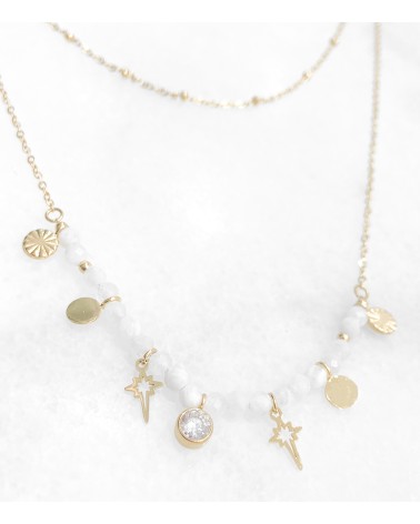 Collier Maélie - Acier inoxydable doré à l'or fin - Pierre de lune