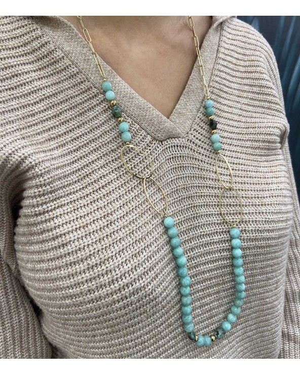 Sautoir amazonite et african turquoise - Paloma Bijoux - 2022