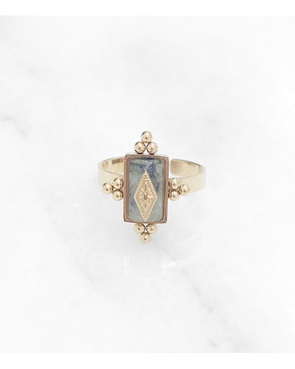 Bague Solange en acier inoxydable et pierre labradorite - Paloma Bijoux - 2022