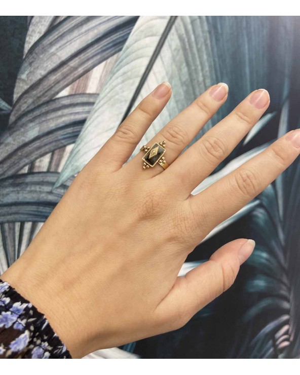 Bague Solange en acier inoxydable et pierre labradorite - Paloma Bijoux - 2022