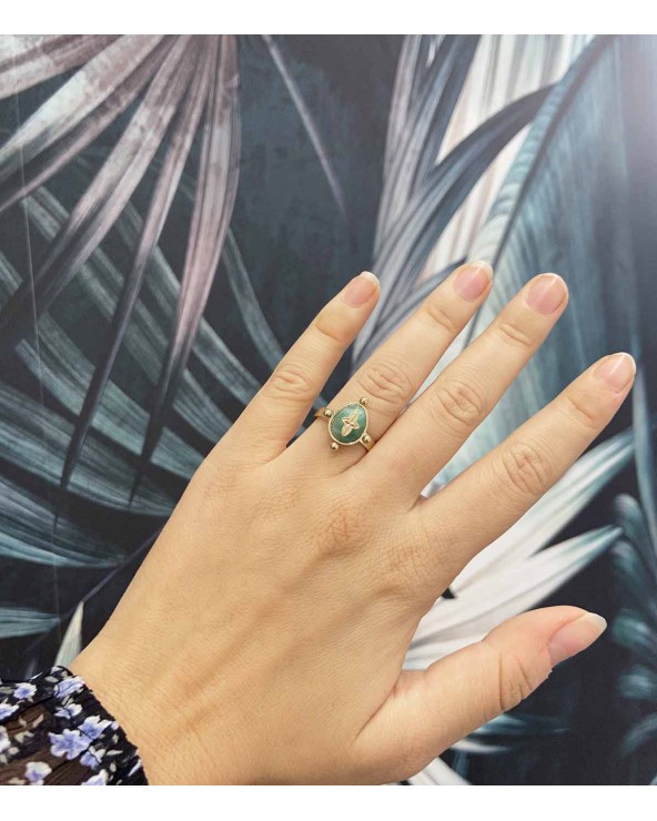 Bague Ivy en acier inoxydable et pierre amazonite - Paloma Bijoux - 2022