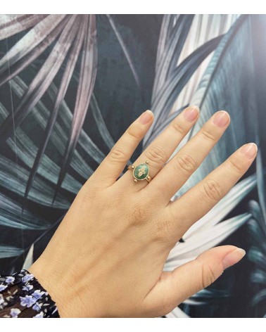 Bague Ivy en acier inoxydable et pierre amazonite - Paloma Bijoux - 2022