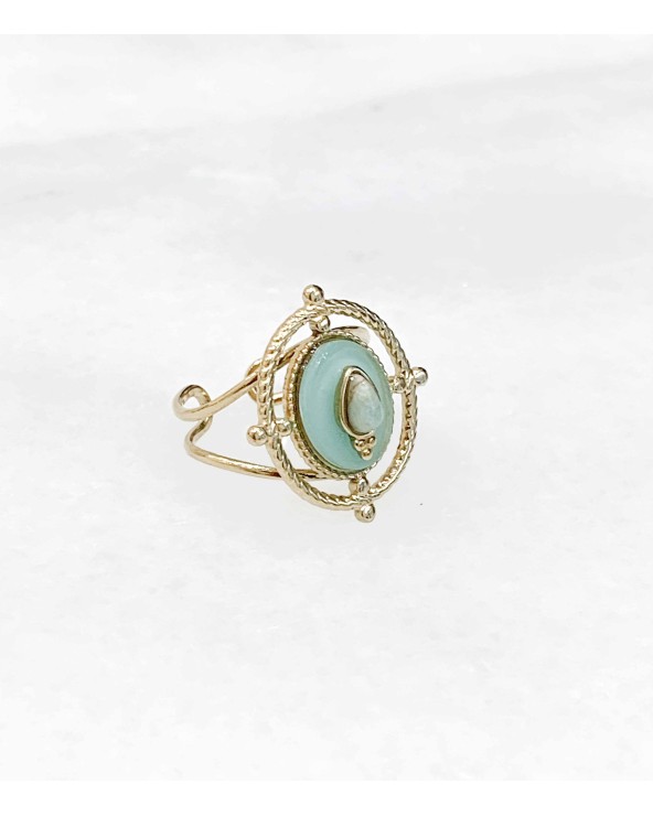 Bague Luna en acier inoxydable et amazonite - Paloma Bijoux - 2022