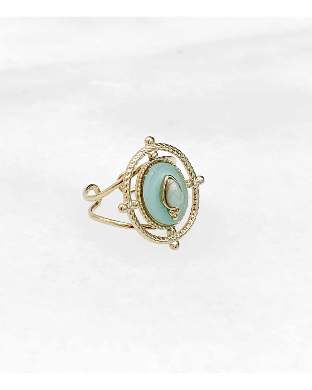 Bague Luna en acier inoxydable et amazonite - Paloma Bijoux - 2022