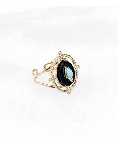 Bague Luna en acier inoxydable et onyx - Paloma Bijoux - 2022