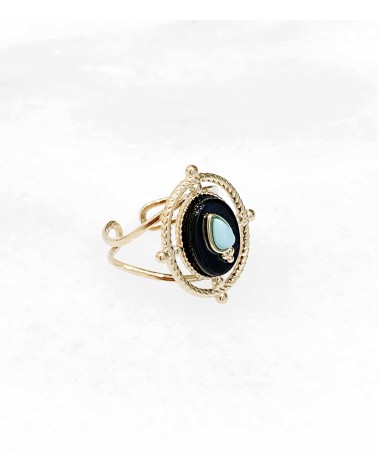 Bague Luna en acier inoxydable et onyx - Paloma Bijoux - 2022