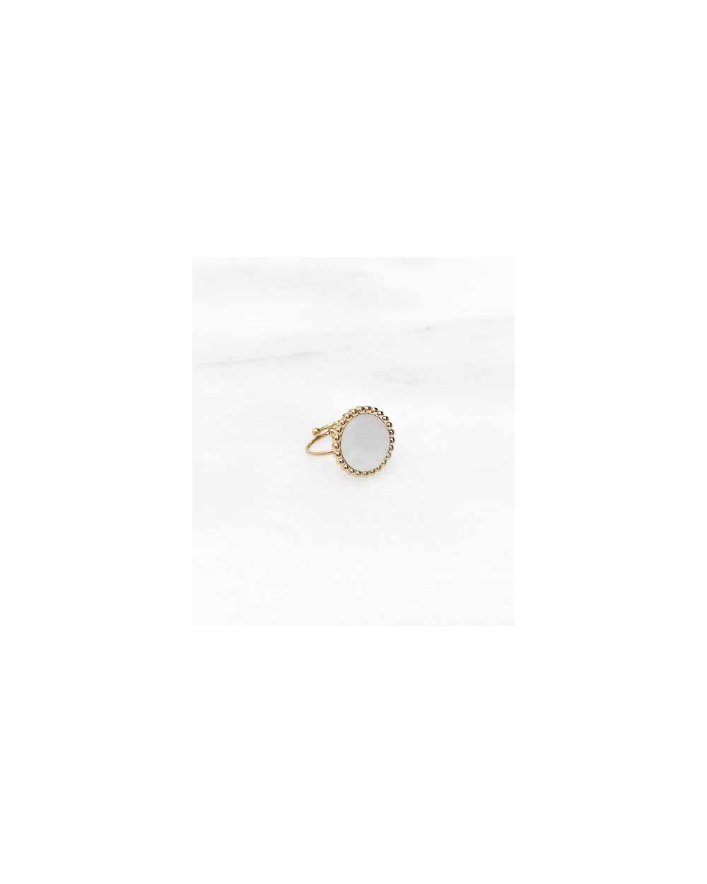 Bague Lina en acier inoxydable et mother of pearl - Paloma Bijoux - 2022