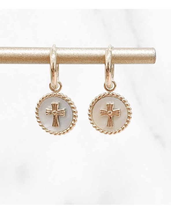Boucles d'oreilles Marion en acier inoxydable et mother of pearl - Paloma Bijoux - 2022