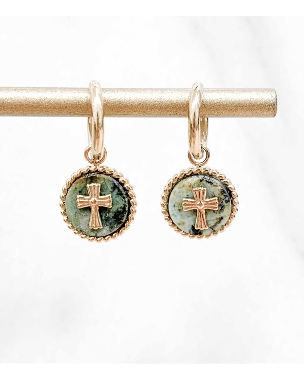 Boucles d'oreilles Marion en acier inoxydable et  African Turquoise - Paloma Bijoux - 2022