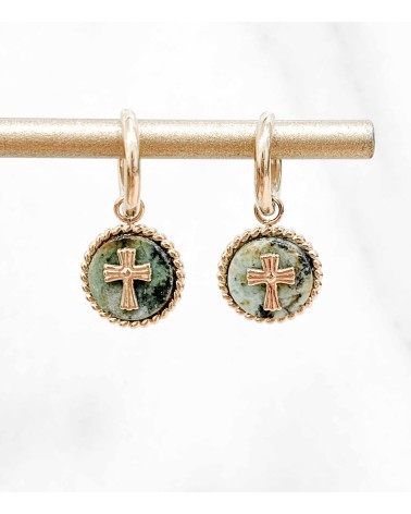 Boucles d'oreilles Marion en acier inoxydable et  African Turquoise - Paloma Bijoux - 2022