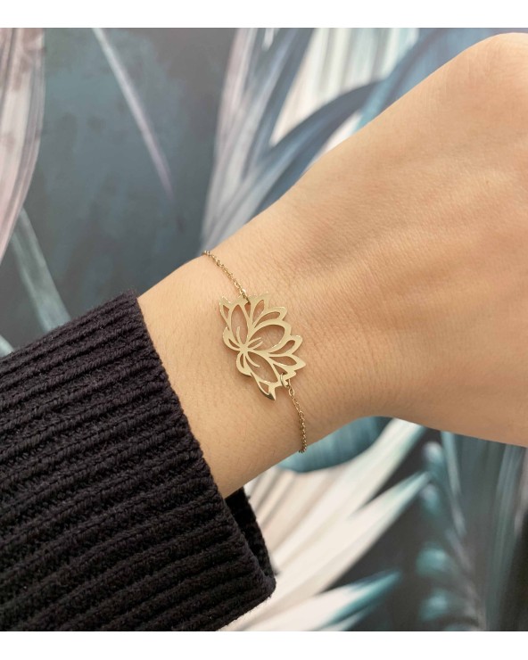 Bracelet Fleur pendentif lotus en acier inoxydable - Paloma Bijoux - nouveauté 2023