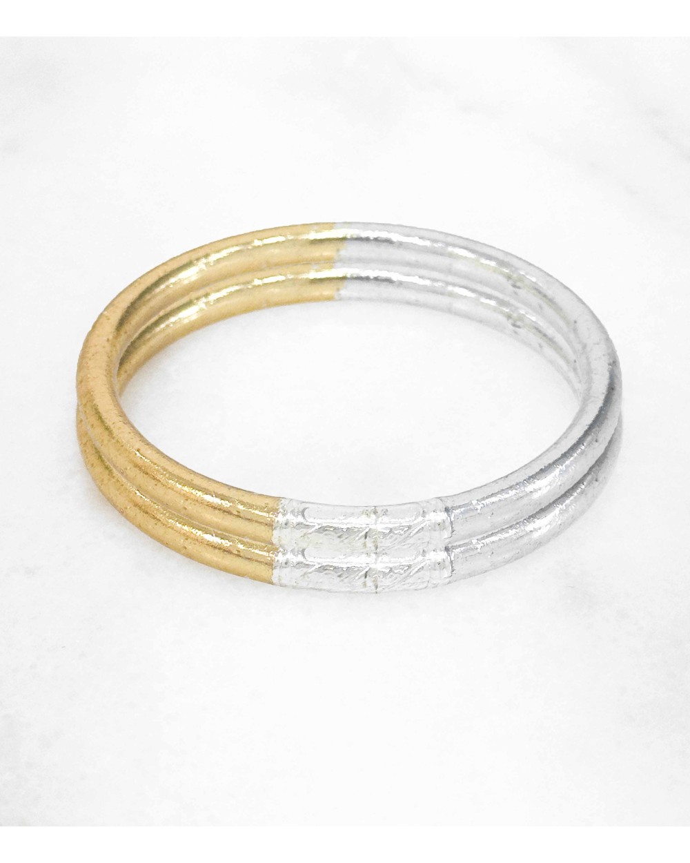 Bracelet bouddhiste - bi-color - doré - argenté - cuivré - Champage -  tendance - mantra - printemps - été - bijoux -