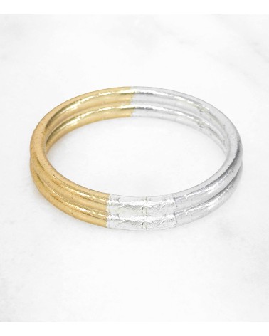 Bracelet bouddhiste - bi-color - doré - argenté - cuivré - Champage -  tendance - mantra - printemps - été - bijoux -