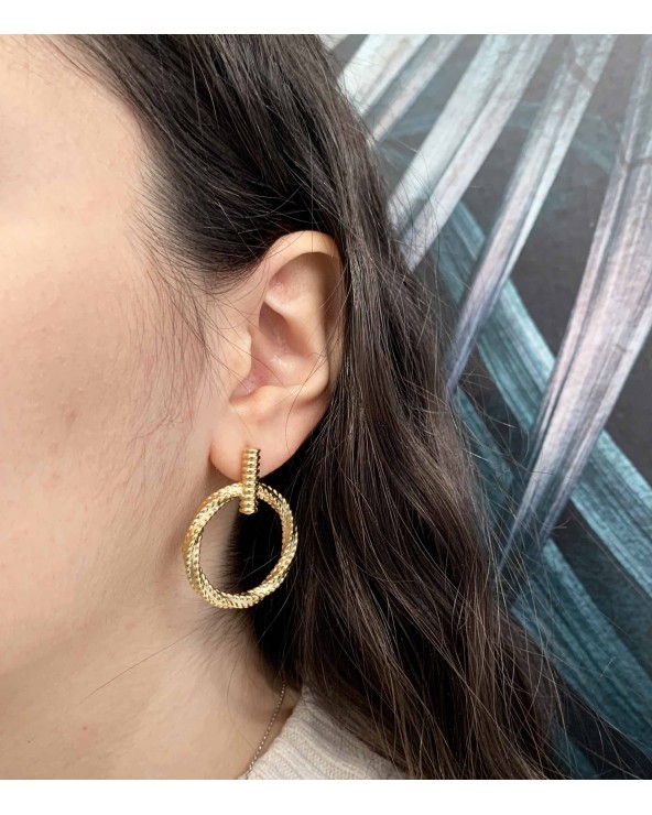 Boucles d'oreilles pendantes torsadées en acier inoxydable - Paloma Bijoux - 2023