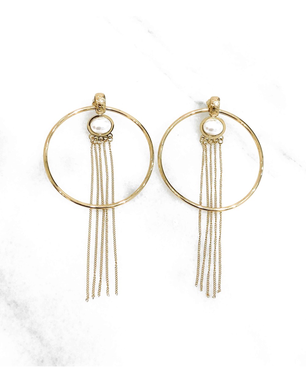 Boucles d'oreille acier inoxydable pendante bijoux perle créole petit prix tendance idée cadeau femme Paloma Bijoux