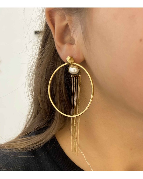 Boucles d'oreille acier inoxydable pendante bijoux perle créole petit prix tendance idée cadeau femme Paloma Bijoux