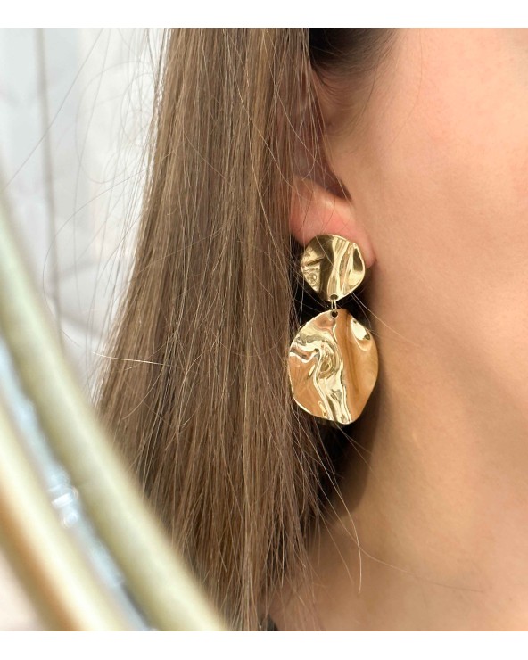 Boucles d'oreilles martelées - acier inoxydable - bijou tendance - Paloma Bijoux