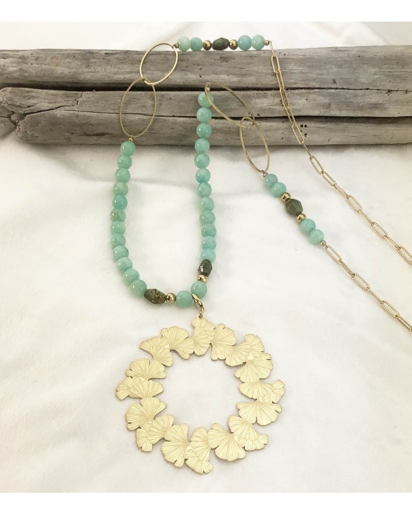 collier pierres naturelles - amazonite et african turquoise