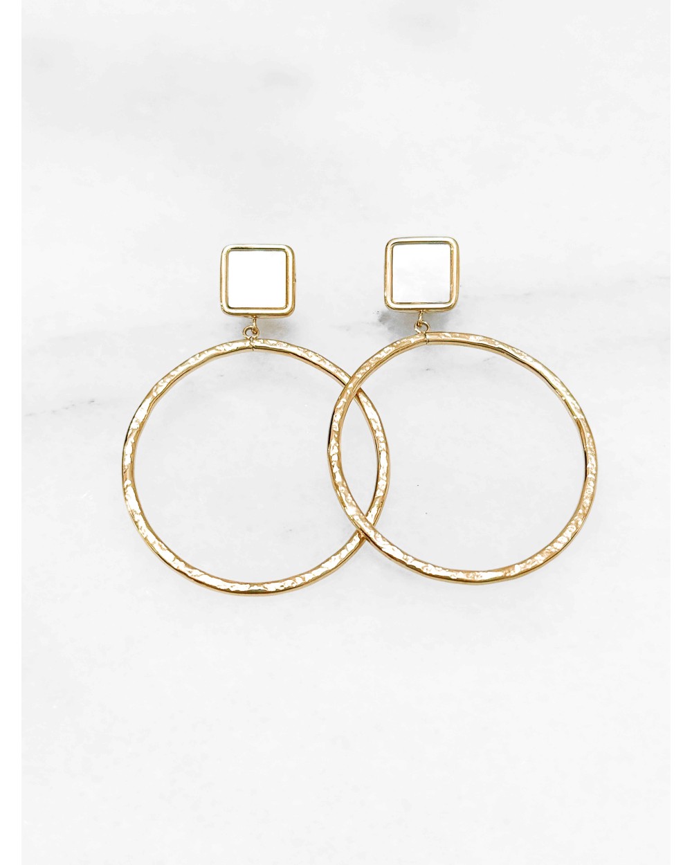 Boucles d'oreilles - Acier inoxydable - rond et carré - Acier classique ou doré - Bijoux fantaisie