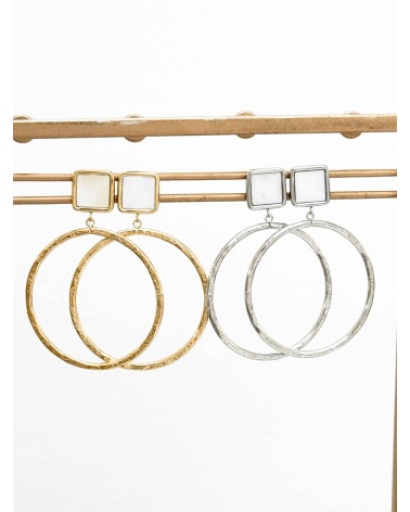 Boucles d'oreilles - Acier inoxydable - rond et carré - Acier classique ou doré - Bijoux fantaisie