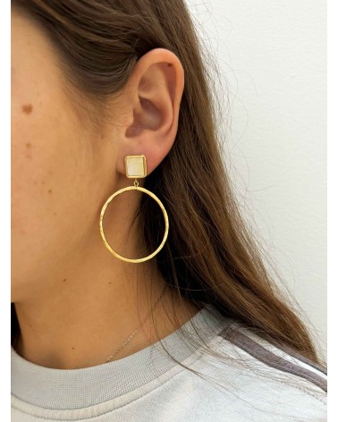 Boucles d'oreilles - Acier inoxydable - rond et carré - Acier classique ou doré - Bijoux fantaisie