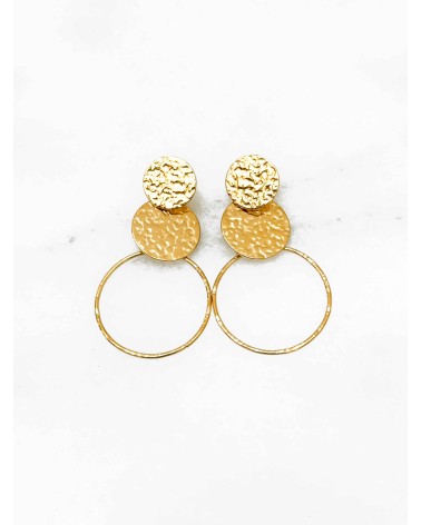 Boucles d'oreilles - Acier inoxydable - cercles - Acier classique ou doré - Bijoux fantaisie