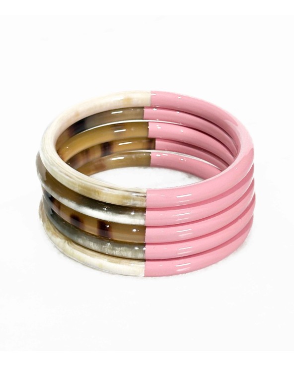 bracelet corne véritable - rose - unique