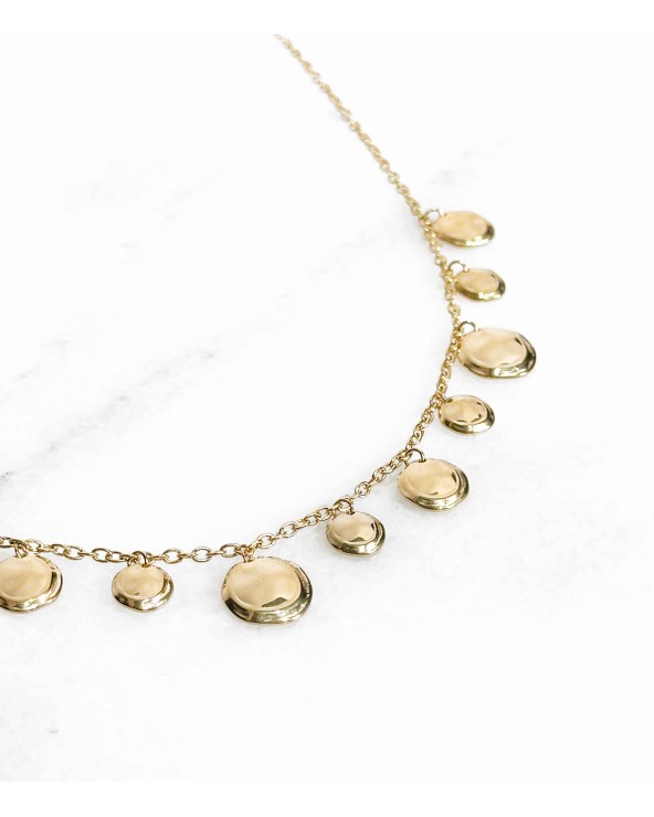 Collier en acier inoxydable - pampilles - acier doré - collier tendance acier - nouveauté bijoux 2024 - Paloma Bijoux